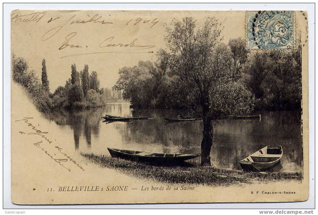 H109 - BELLEVILLE-sur-SAÔNE - Les Bords De La Saône (1904 - Dos Non Divisé) - Belleville Sur Saone