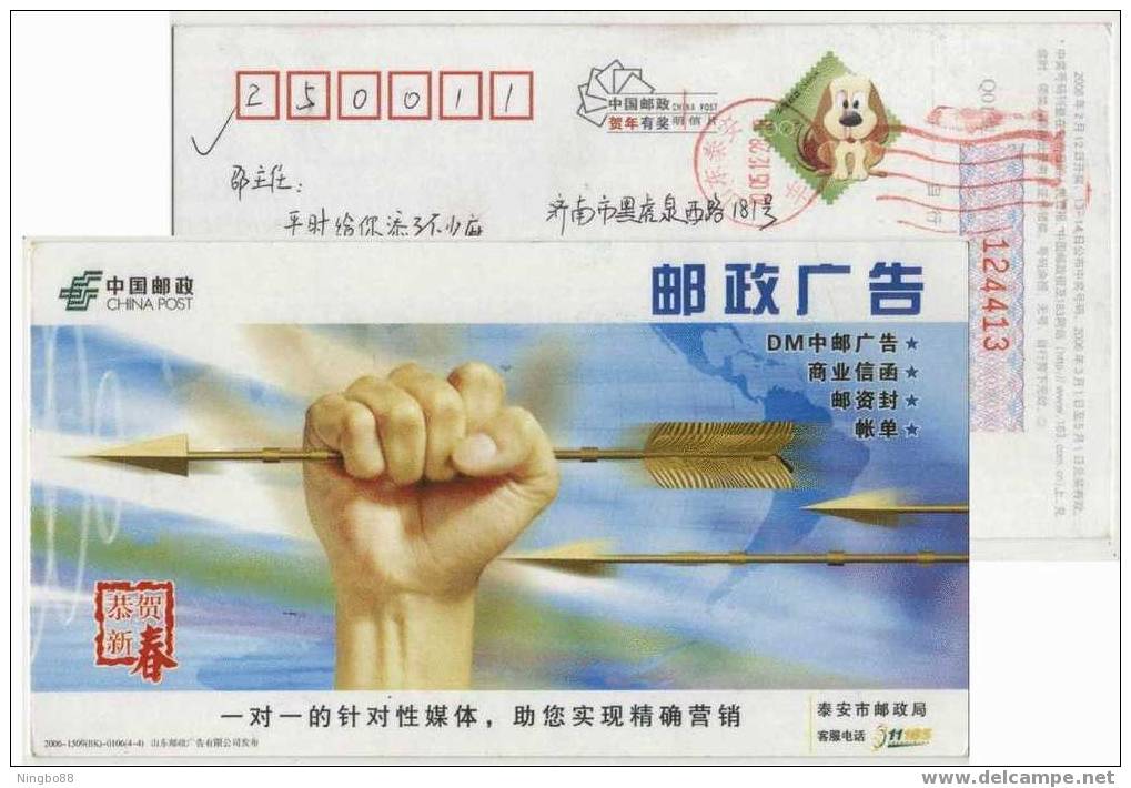 China 2006 Post Commercial Letter Advertising Pre-stamped Card Archery Arrow - Bogenschiessen