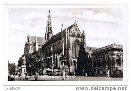 CPSM HAARLEM Groote Kerk Met Standbeeld Lj Coster - Haarlem