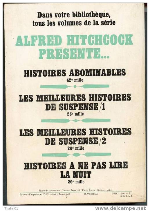 ALFRED-HITCHCOCK  ROBERT-LAFFONT DE 1965   HISTOIRES A FAIRE PEUR - Roman Noir