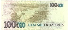 BRESIL  100 000 Cruzeiros Non Daté (1993)   Pick 235b  Signature 30   ****BILLET  NEUF**** - Brésil