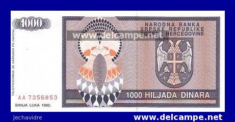 BOSNIE-HERZEGOVINE   1 000 Dinara  Daté De 1992   Pick 137     ***** BILLET  NEUF  ***** - Bosnië En Herzegovina
