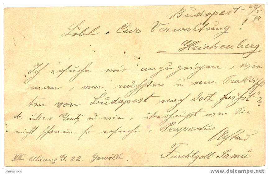 Budapest Gleichenberg 1894 - Poststempel (Marcophilie)