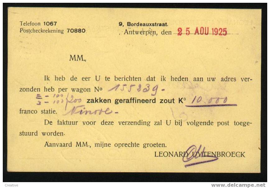 ANTWERPEN ANVERS 1925 - Brieven En Documenten