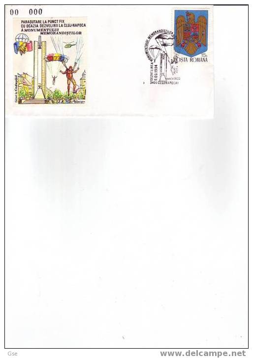 ROMANIA 1994 - Annullo Speciale Illustrato - Storia - Fallschirmspringen