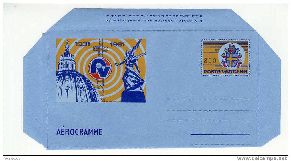 Vaticano - Aerogramma 50 Anni Radio Vaticana - Nuovo - Unused Stamps