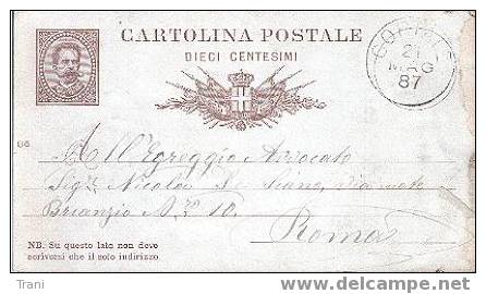 CORTALE - Anno 1887 - Stamped Stationery