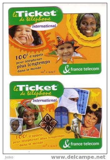 France Telecom - 2.cards (  Child , Enfant , Childrens , Girl , Enfants , Girls , Sunflower , Tournesol , Sculpture ,... - Tickets FT