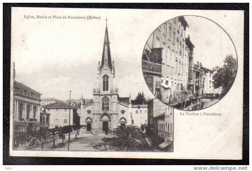 PONTCHARRA - Eglise, Mairie Et Place - La Turdine - Pontcharra-sur-Turdine