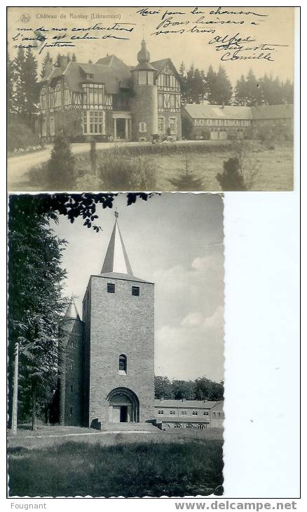 Belgique.LIBRAMONT(Luxembourg.):2  Cartes:1:Eglise Et Couvent Des Pères Dominicains.2:Château De Ronfay.1913. - Libramont-Chevigny