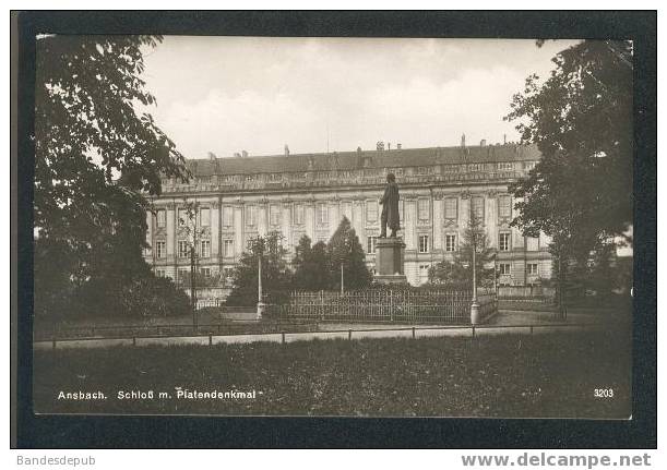 Ansbach - Schloss M. Platendenkmal (H. Rubin 3203 Echte Photographie) - Ansbach
