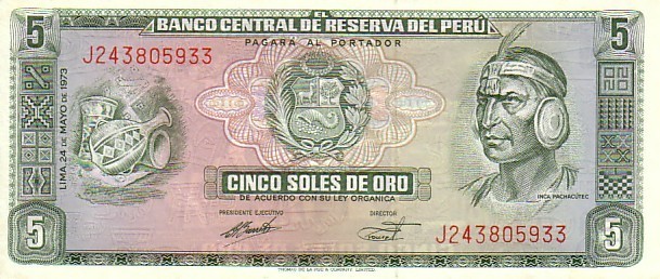 PEROU   5 Soles De Oro  Daté Du 15-08-1974   Pick 99c     ***** BILLET  NEUF ***** - Peru