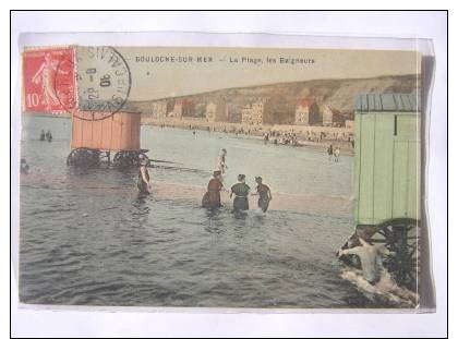 CPA BOULOGNE SUR MER  BAIGNEURS 1908   ROULOTTE EN MER - Boulogne Sur Mer