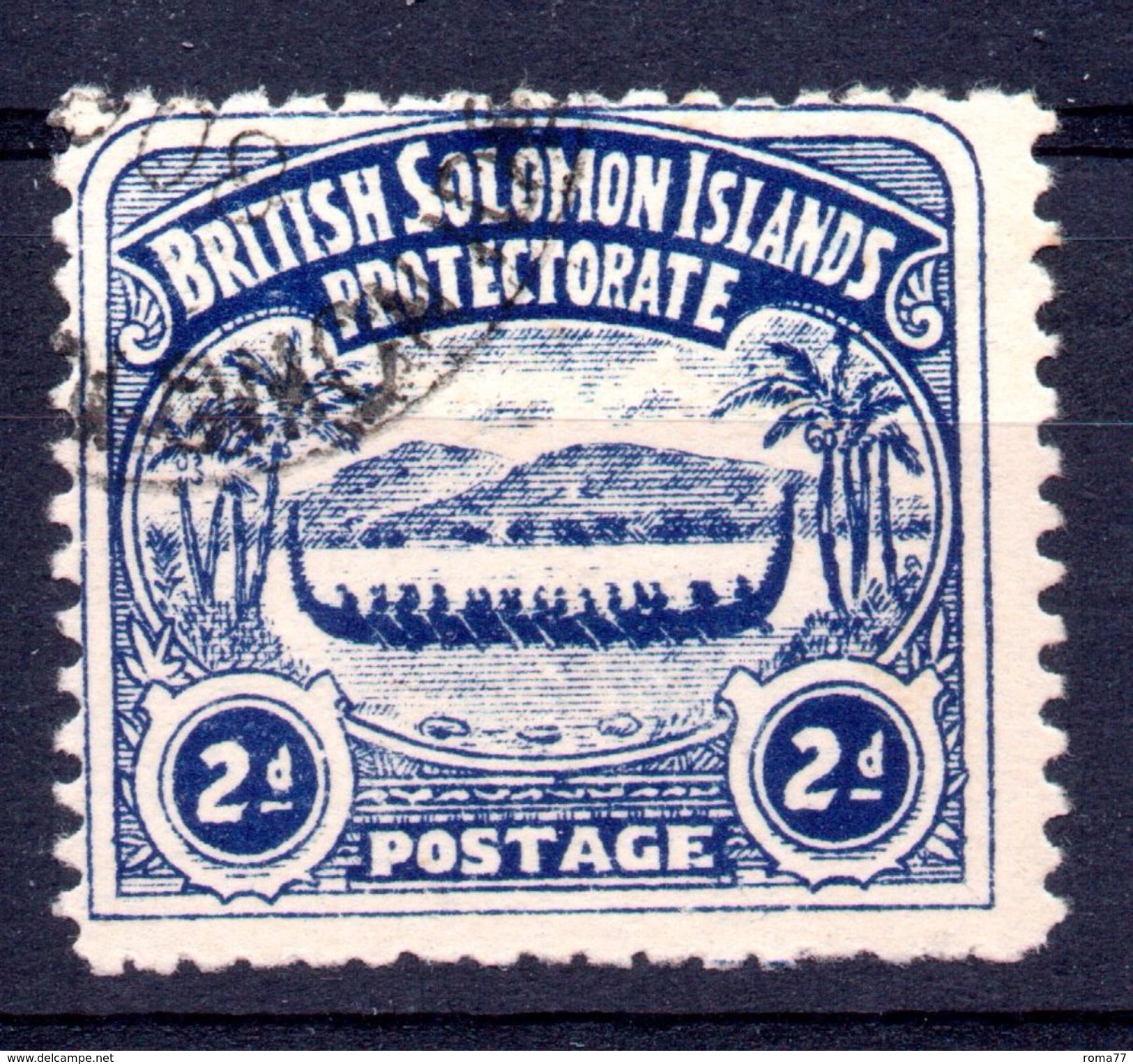 876 - SOLOMON ISLANDS , Il 2p. Blue N. 3 Usato - British Solomon Islands (...-1978)