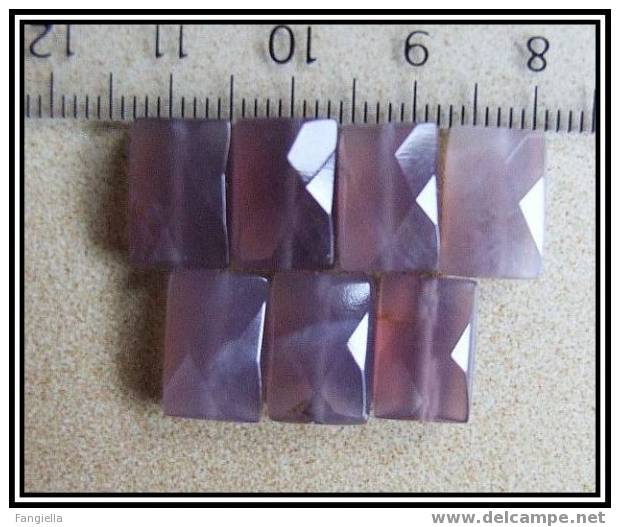 Lot De 2 Perles Rectangle Plat Facetté En Lépidolite 8x12mm - Perlas