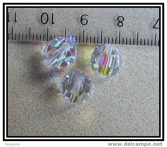 1 Perle En Véritable Cristal Swarovski Réf: 5000 Rondes Facettées Cristal AB 9mm - Perles