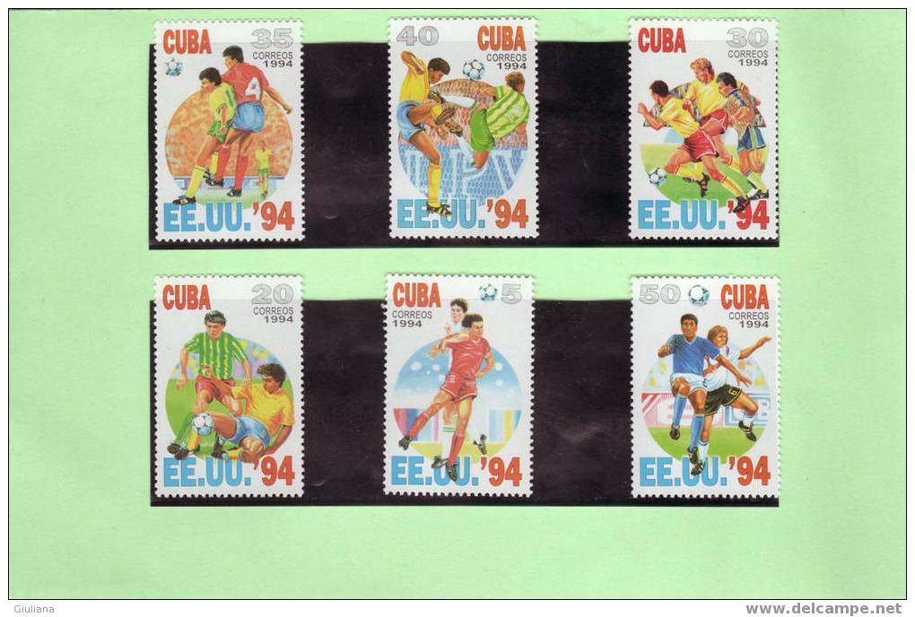 Cuba   -Serie  N. 3345/50** (Yvert) Calcio: Mondiali USA 1994 - 1994 – États-Unis