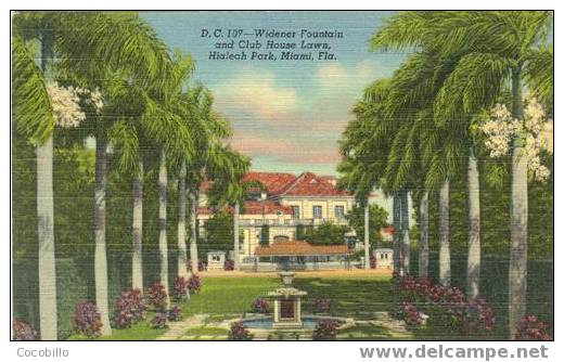 CPSM - USA - Miami - N° D.C. 107 - Widener Fountain And Club House Lawn, Hileah Park - Miami