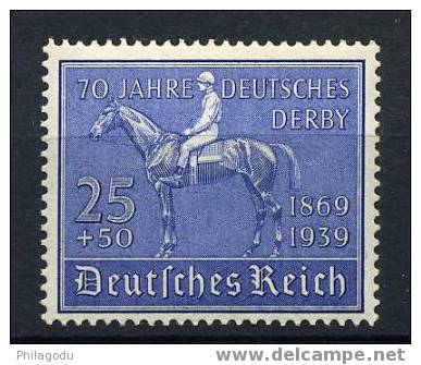 REICH Derby  Cheval  ++  Michel 698   Postfrich  Cote 75 Euros - Hippisme