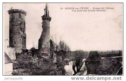 MEHUN SUR YEVRE 18 - Ruines Du Château - Vue Prise Des Grands Moulins - 6.1.1930 - Mehun-sur-Yèvre