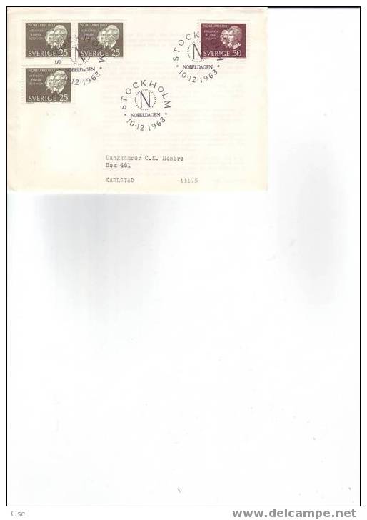 SVEZIA 1963 - FDC Yvert 512/13+512b - Ill. Special Cancel - Nobel - FDC