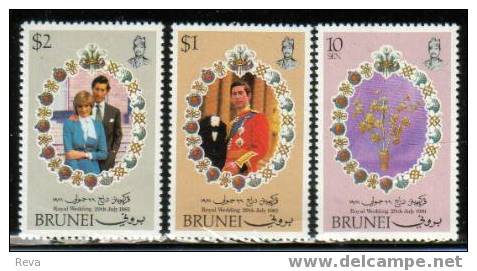 BRUNEI  WEDDING  OF  DIANA  & CHARLES   1981  SET  OF  3   MINT  SG?   SPECIAL PRICE !! - Brunei (1984-...)