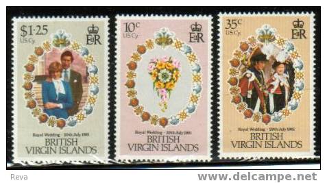 BRITISH  VIRGIN  ISLANDS    WEDDING  OF  DIANA  & CHARLES   1981  SET  OF  3   MINT  SG?   SPECIAL PRICE !! - Antillen