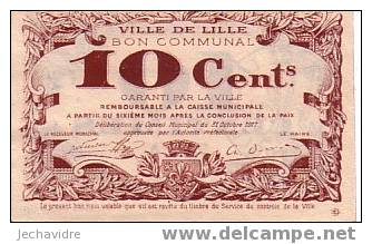 FRANCE  BON COMMUNAL 10 Centimes VILLE DE LILLE   Emis En 1917   ***** QUALITE  XF ***** - Bonds & Basic Needs