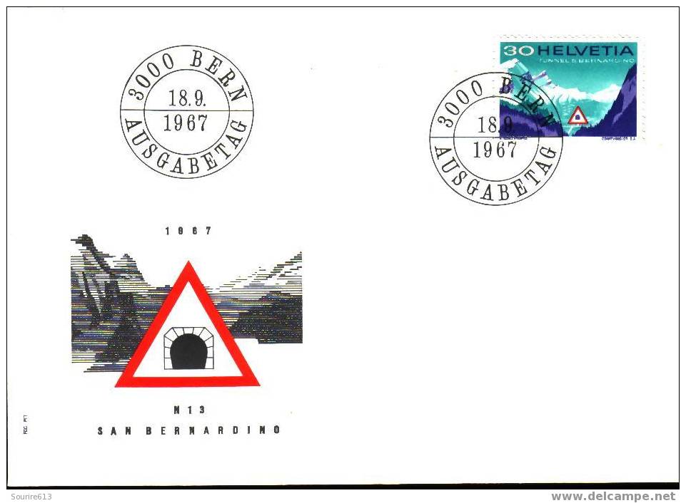 Fdc Transports > Autres (Terre) Suisse 1967 Ouverture Tunnel St Bernard - Andere (Aarde)
