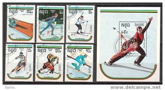 KAMPUCHEA - 1992 - Jeux Olimpique D´Hiver - Albertvill´92 - 7v.+ Bl. Obl. - Invierno