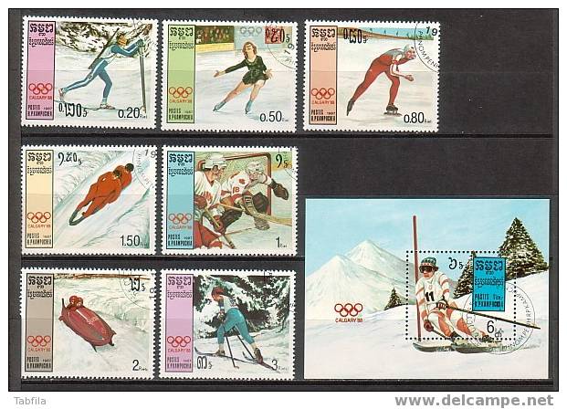 KAMPUCHEA - 1988 - Jeux Olimpique D´Hiver - Calgari´88 - 7v.+ Bl. Obl. - Hiver