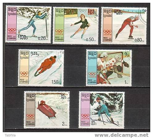 KAMPUCHEA - 1988 - Jeux Olimpique D´Hiver - 7v. Obl. - Hiver