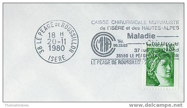 SC0110 Caisse Chirurchicale Mutualiste Isere Et Des Hautes Alpes Maladie Chirurgie Flamme Le Peage De Roussillon 1980 - Other & Unclassified