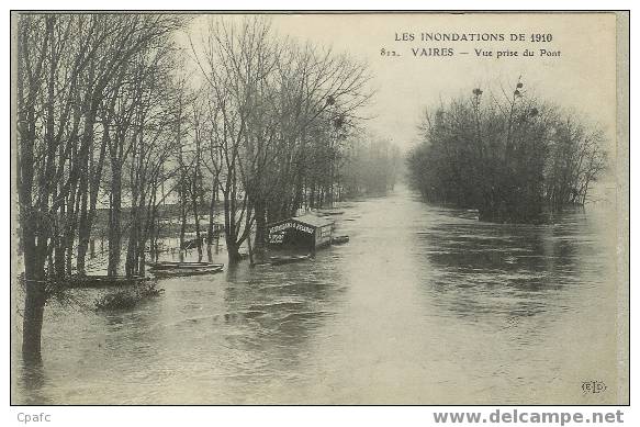 CPA INONDATIONS DE 1910 VAIRES -BATEAU LAVOIR RESTAURANT - Vaires Sur Marne