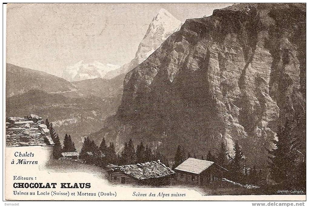 CHALETS A MURREN....EDITEURS CHOCOLAT KLAUS - Mürren