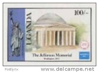 UGANDA 1986, Jefferson Memorial, Washington 100s, IMPERF.PAIR [ Ungezähnt,non Dentelé,no Dentado,non Dentellato ] - Ouganda (1962-...)