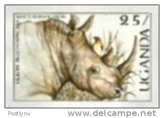 UGANDA 1987, White Rhinoceros 25s, Imperf.pair [ Ungezähnt,non Dentelé,no Dentado,non Dentellato ] - Rinoceronti