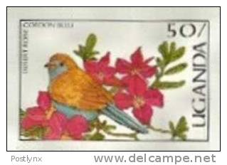 UGANDA 1987, Red-cheeked Cordon-bleu Bird/desert Rose 50s, IMPERF.PAIR [ Ungezähnt,non Dentelé,no Dentado,non Dentellato - Gallinacées & Faisans