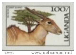 UGANDA 1987, Giant Eland Bird And Acacia Tree 100s, Imperf.pair [ungezähnt,non Dentelé,no Dentado,non Dentellato] - Gallinacées & Faisans