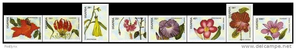 UGANDA 1988, Flowers, IMPERF.PAIRS:8  [ Ungezähnt,non Dentelé,no Dentado,non Dentellato] - Uganda (1962-...)