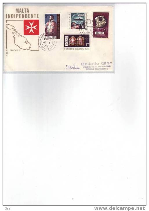 MALTA 1968 - FDC  Yvert 378/81 - Storia Dell'Europa - Parisot De La Valletta - Malta