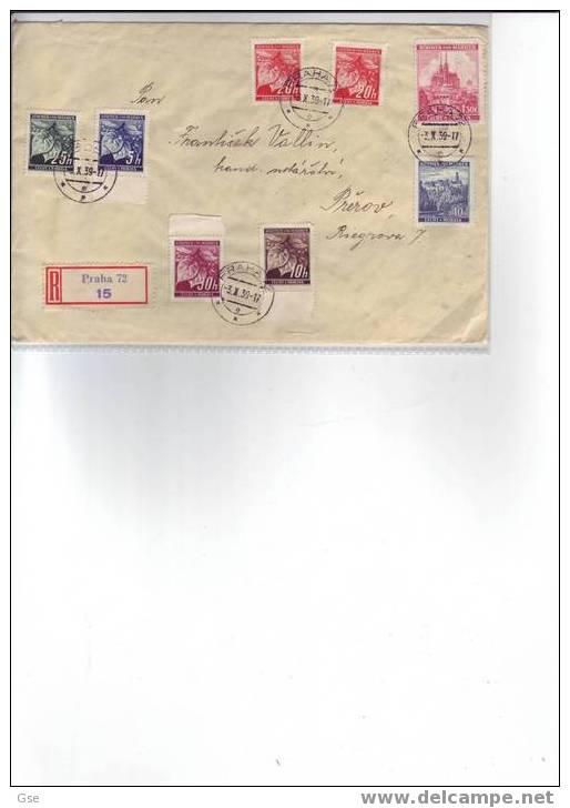 BOEMIA E MORAVIA 1939 Lettera Raccomandata - Covers & Documents