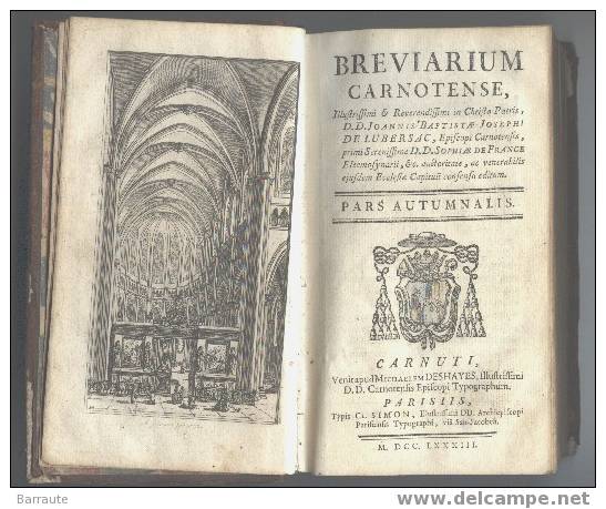 BREVIARUM CARNOTENSE De M. DCC. LXXXIII. - 1701-1800