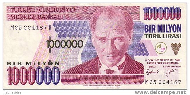 TURQUIE   1 000 000 Lira  Non Daté (1995)   Pick 209     ***** QUALITE  XF - ***** - Turquia