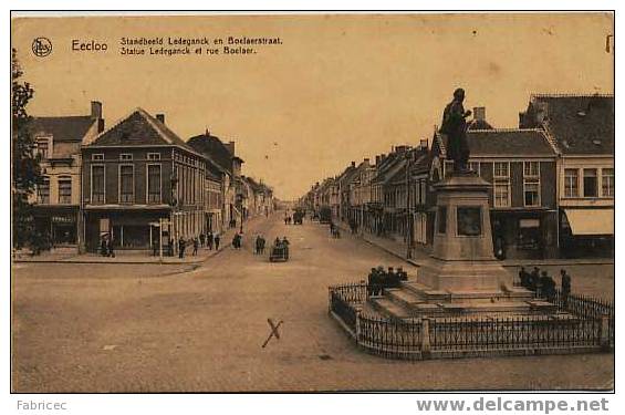 Eecloo - Statue Ledeganck Et Rue Boelaer - Standbeeld Ledeganck En Boelaerstraat - Eeklo