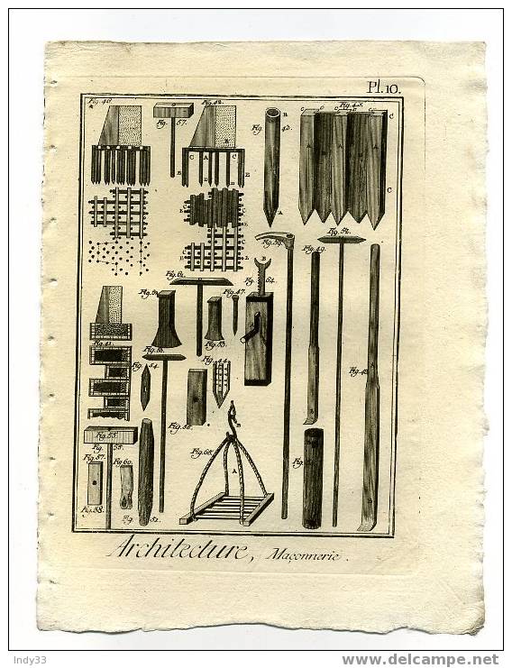 - "ARCHITECTURE, MACONNERIE - PL. 10". EAU FORTE DU XVIIIe S. - Otros & Sin Clasificación