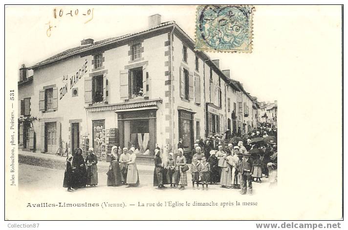 86 - VIENNE - AVAILLES LIMOUSINES - DEVANTURE Du MAGASIN " AU BON MARCHE " - CARTE SUPERBE Avant 1904 - Availles Limouzine