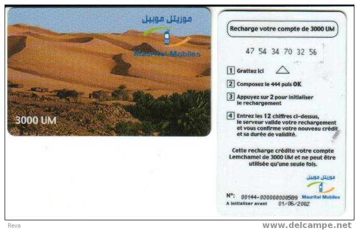 MAURITANIA  3000 U   OASIS  &   DESERT  GSM  MOBILE  ED 01/06/2002  1ST TYPE - Mauritanie