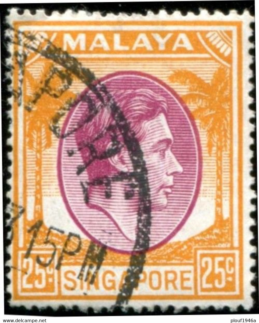 Pays : 441 (Singapour : Colonie Britannique)  Yvert Et Tellier N° : 14 (B) (o) ; SG SG 25 - Singapour (...-1959)