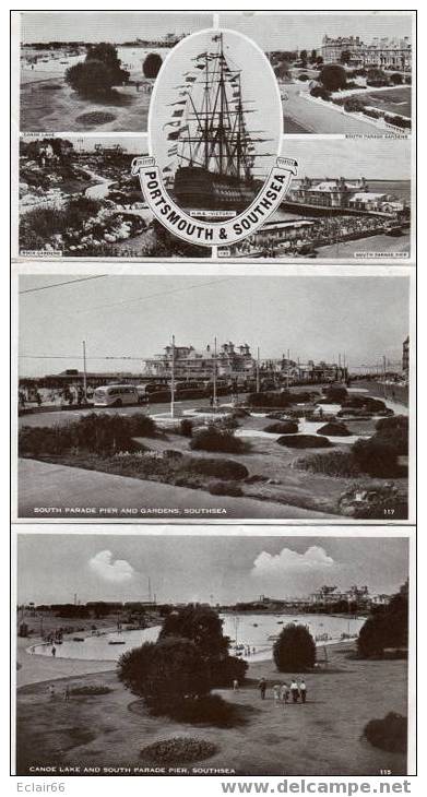 PORTSMOUTH  And  SOUTHSEA    6  Cartes Dans Dépliant  Année 1957 - Portsmouth